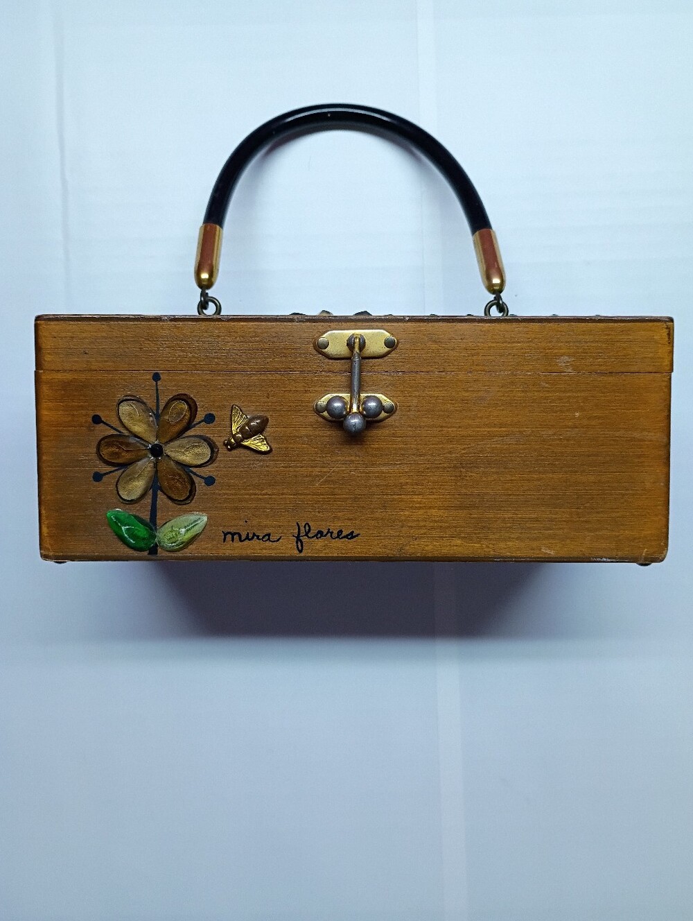 Mira Flores Brown Wooden Box with Floral Accent - Picture 15 of 15